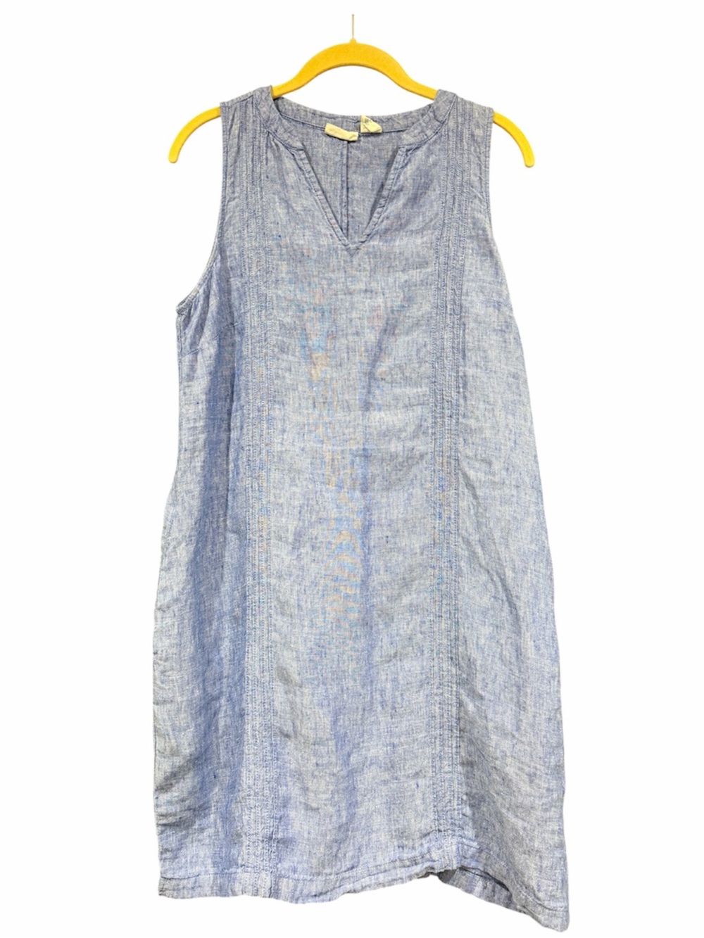 Sigrid Olsen Blue Knee Length Sleeveless 100% Linen V Neck
Shift Dress Sz M